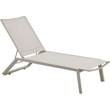 Global Industrial Outdoor Sling Chaise Lounge Chair, Khaki Sling, Tan Frame 437002TN